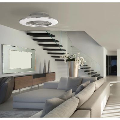 ALISIO VENTILATORE IN METALLO LED 70W DIMMERABILE 2 FINITURE COLORE TELECOMANDO INCLUSO MODERNO Mantra - Cristalensi Shop Online