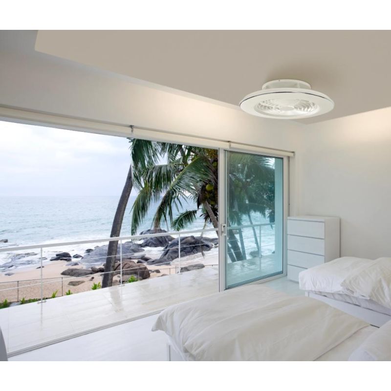 ALISIO VENTILATORE IN METALLO LED 70W DIMMERABILE 2 FINITURE COLORE TELECOMANDO INCLUSO MODERNO Mantra - Cristalensi Shop Online