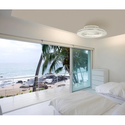 ALISIO VENTILATORE IN METALLO LED 70W DIMMERABILE 2 FINITURE COLORE TELECOMANDO INCLUSO MODERNO Mantra - Cristalensi Shop Online