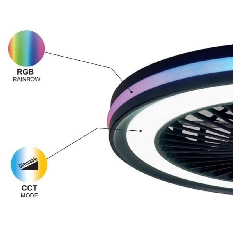 GAMER VENTILATORE MODERNO LED 40W DIMMERABILE TECNOLOGIA RGB TELECOMANDO INCLUSO 2 COLORI Mantra - Cristalensi Shop Online