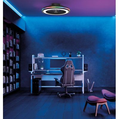 GAMER VENTILATORE MODERNO LED 40W DIMMERABILE TECNOLOGIA RGB TELECOMANDO INCLUSO 2 COLORI Mantra - Cristalensi Shop Online