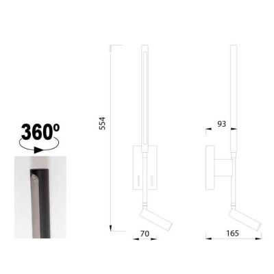 TORCH APPLIQUE LINEARE A 2 LUCI IN METALLO NERO O BIANCO LED 9W LUCE 3000K ORIENTABILE MODERNA Mantra - Cristalensi Shop Online