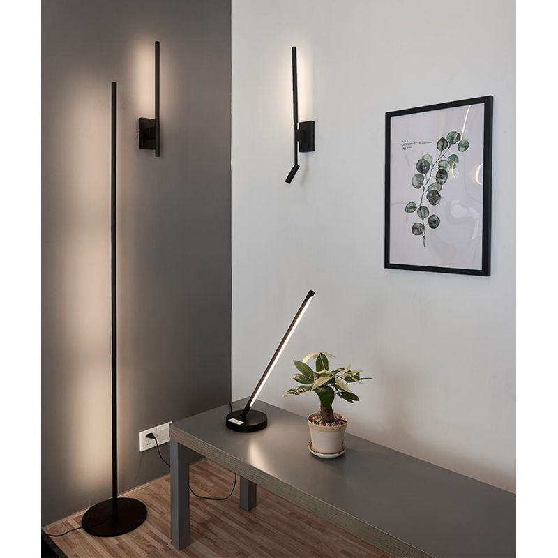 TORCH PIANTANA LINEARE MODERNA IN METALLO NERO O BIANCO LED 25W LUCE 3000K CON STELO ORIENTABILE Mantra - Cristalensi Shop Onlin