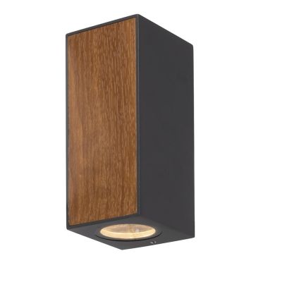 BERET APPLIQUE BICOLORE IN ALLUMINIO ANTRACITE E LEGNO PER AMBIENTI ESTERNI IP65 LAMPADINE ATTACCO GU10 Mantra - Cristalensi Sho