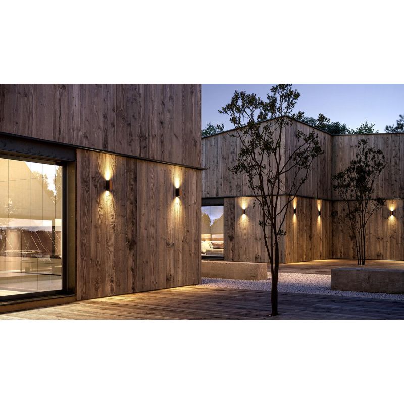 BERET APPLIQUE BICOLORE IN ALLUMINIO ANTRACITE E LEGNO PER AMBIENTI ESTERNI IP65 LAMPADINE ATTACCO GU10 Mantra - Cristalensi Sho