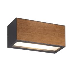 BERET APPLIQUE BICOLORE IN ALLUMINIO ANTRACITE E LEGNO PER AMBIENTI ESTERNI IP54 LAMPADINA ATTACCO E27 Mantra - Cristalensi Shop
