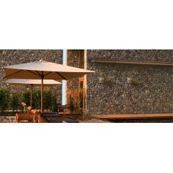 POLINESIA APPLIQUE DA ESTERNI IP44 IN ALLUMINIO E FIBRE TESSILI DI COLORE BEIGE DESIGN MODERNO LAMPADINA E27 Mantra - Cristalens 2