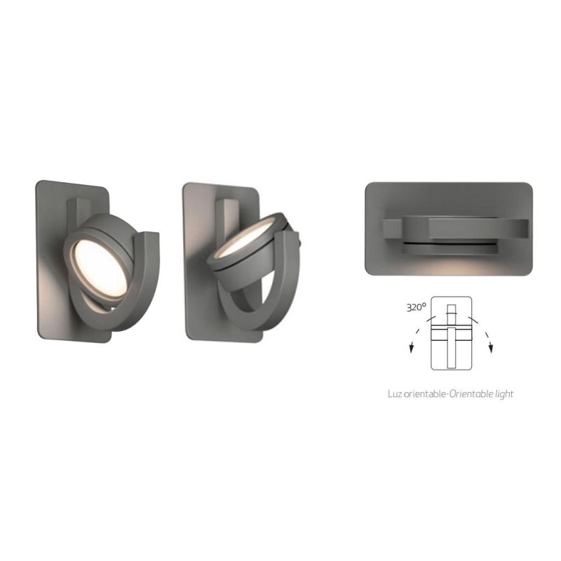IGUAZU APPLIQUE DA ESTERNO ORIENTABILE ALLUMINIO ANTRACITE O BIANCO IP54 LAMPADINA ATTACCO GX53 Mantra - Cristalensi Shop Online