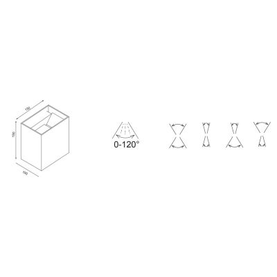 DAVOS XL APPLIQUE CUBO IN 4 COLORI IP65 LED 20W LUCE 3000K O 4000K FASCIO DI LUCE REGOLABILE Mantra - Cristalensi Shop Online