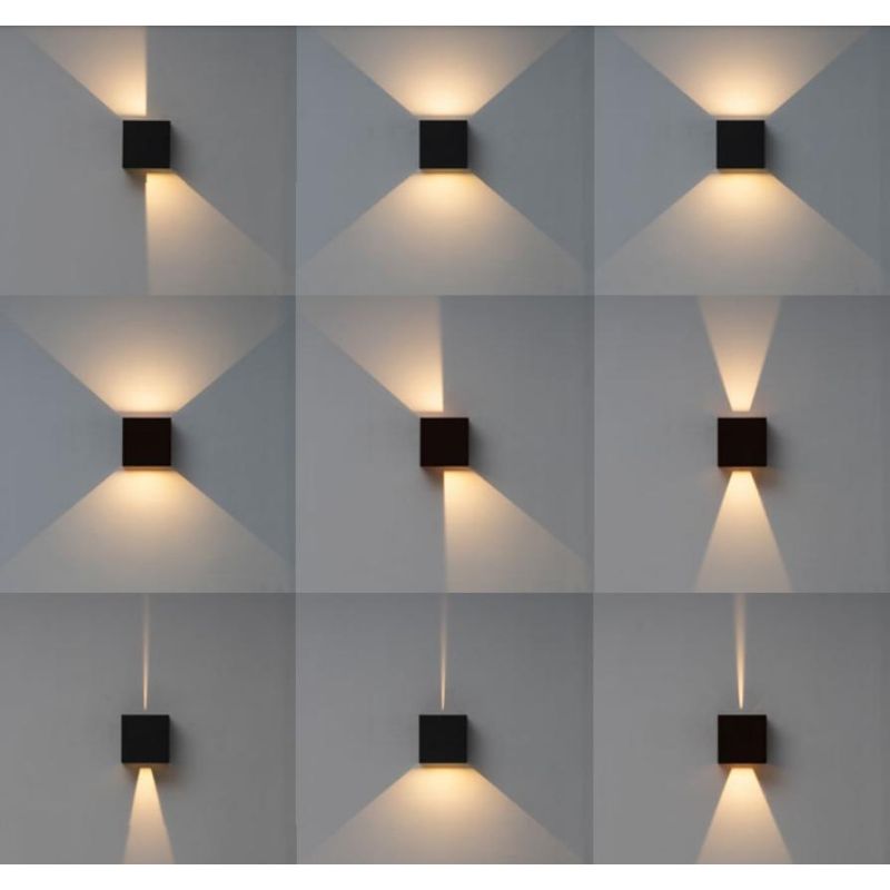 DAVOS XL APPLIQUE CUBO IN 4 COLORI IP65 LED 20W LUCE 3000K O 4000K FASCIO DI LUCE REGOLABILE Mantra - Cristalensi Shop Online