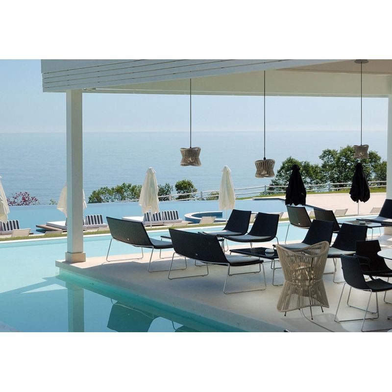 POLINESIA SOSPENSIONE DA ESTERNI IP44 IN ALLUMINIO E FIBRE TESSILI DI COLORE BEIGE DESIGN MODERNO LAMPADINA E27 Mantra - Cristal