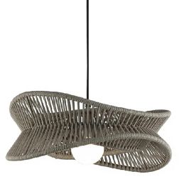 POLINESIA SOSPENSIONE DA ESTERNI IP44 IN ALLUMINIO E FIBRE TESSILI DI COLORE BEIGE DESIGN MODERNO LAMPADINA E27 Mantra - Cristal 2