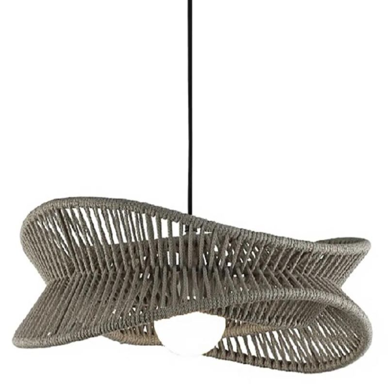 POLINESIA SOSPENSIONE DA ESTERNI IP44 IN ALLUMINIO E FIBRE TESSILI DI COLORE BEIGE DESIGN MODERNO LAMPADINA E27 Mantra - Cristal