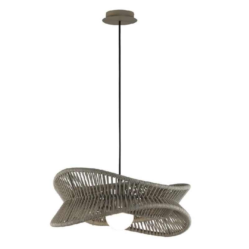 POLINESIA SOSPENSIONE DA ESTERNI IP44 IN ALLUMINIO E FIBRE TESSILI DI COLORE BEIGE DESIGN MODERNO LAMPADINA E27 Mantra - Cristal