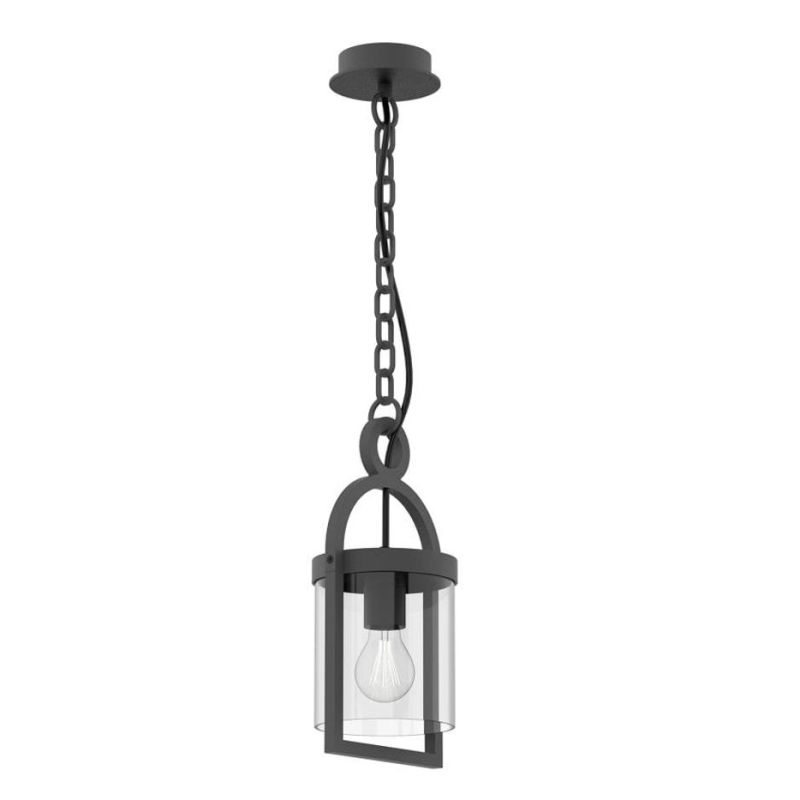 MAYA SOSPENSIONE DA ESTERNO IP54 IN ALLUMINIO E VETRO FINITURA ANTRACITE STILE VINTAGE LAMPADINA ATTACCO E27 Mantra - Cristalens