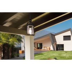 MAYA SOSPENSIONE DA ESTERNO IP54 IN ALLUMINIO E VETRO FINITURA ANTRACITE STILE VINTAGE LAMPADINA ATTACCO E27 Mantra - Cristalens 2