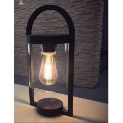 MAYA LAMPADA DA TAVOLO DA ESTERNO IP54 IN ALLUMINIO E VETRO FINITURA ANTRACITE VINTAGE LAMPADINA ATTACCO E27 Mantra - Cristalens 2