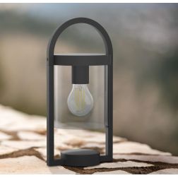 MAYA LAMPADA DA TAVOLO DA ESTERNO IP54 IN ALLUMINIO E VETRO FINITURA ANTRACITE VINTAGE LAMPADINA ATTACCO E27 Mantra - Cristalens