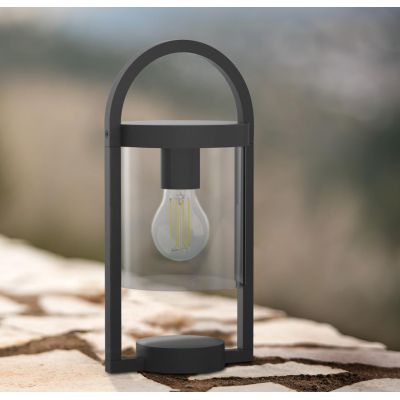 MAYA LAMPADA DA TAVOLO DA ESTERNO IP54 IN ALLUMINIO E VETRO FINITURA ANTRACITE VINTAGE LAMPADINA ATTACCO E27 Mantra - Cristalens