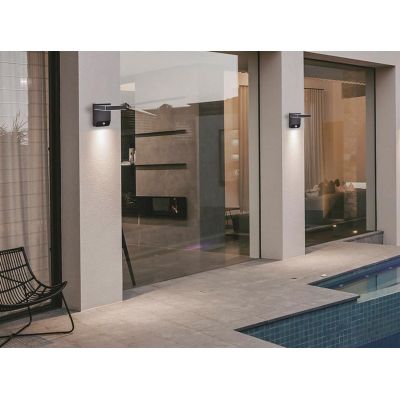 COOPER APPLIQUE DA ESTERNO CON SENSORE DI MOVIMENTO IP54 BIANCA O NERA LED 20W LUCE 3000K ORIENTABILE MODERNA Mantra - Cristalen
