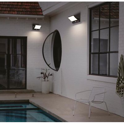 COOPER APPLIQUE DA ESTERNO RETTANGOLARE CON SENSORE DI MOVIMENTO IP54 BIANCA O NERA LED 20W LUCE 3000K ORIENTABILE Mantra - Cris