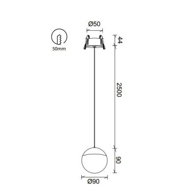 KILDA SOSPENSIONE SINGOLA DA INCASSO ALLUMINIO BIANCO,ORO O NERO LED 10W LUCE 3000K MODERNA Mantra - Cristalensi Shop Online