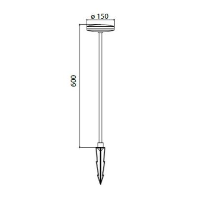 AKITA PALO DA GIARDINO CON SUPPORTO O CON PICCHETTO NERO ALTEZZA CM 60 O CM 80 LED 12W LUCE 3000K Mantra - Cristalensi Shop Onli