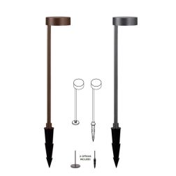 NAGANO PALO DA GIARDINO CON SUPPORTO O CON PICCHETTO NERO O CORTEN ALTEZZA CM 80 LED 7W LUCE 3000K Mantra - Cristalensi Shop Onl