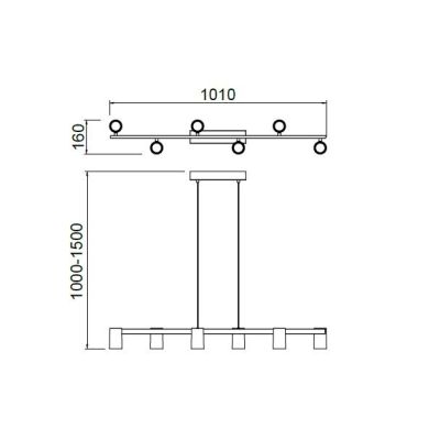 SAL SOSPENSIONE IN METALLO BIANCO, NERO O ORO CON 6 SPOT CILINDRO ORIENTABILI ATTACCO 6XGU10 Mantra - Cristalensi Shop Online