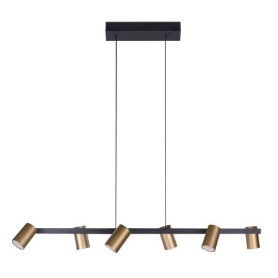 SAL SOSPENSIONE IN METALLO BIANCO, NERO O ORO CON 6 SPOT CILINDRO ORIENTABILI ATTACCO 6XGU10 Mantra - Cristalensi Shop Online