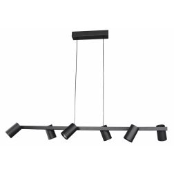 SAL SOSPENSIONE IN METALLO BIANCO, NERO O ORO CON 6 SPOT CILINDRO ORIENTABILI ATTACCO 6XGU10 Mantra - Cristalensi Shop Online 2