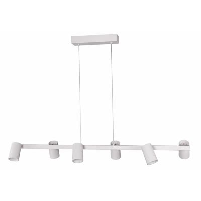 SAL SOSPENSIONE IN METALLO BIANCO, NERO O ORO CON 6 SPOT CILINDRO ORIENTABILI ATTACCO 6XGU10 Mantra - Cristalensi Shop Online