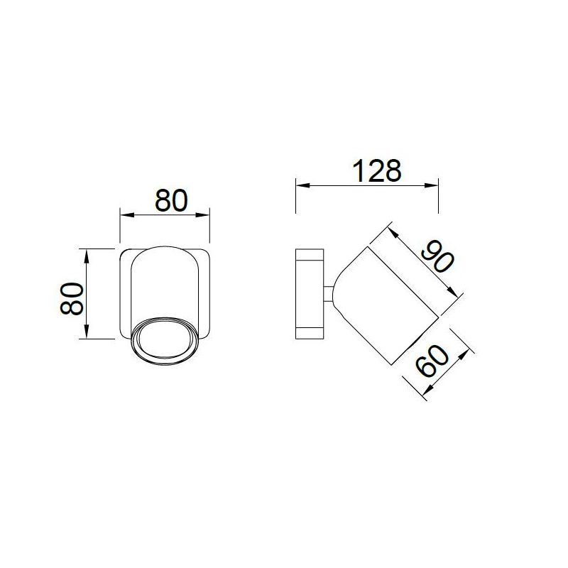 SAL FARETTO DA SOFFITTO O PARETE ORIENTABILE IN METALLO BIANCO, NERO O ORO CON SPOT CILINDRO LAMPADINA GU10 Mantra - Cristalensi