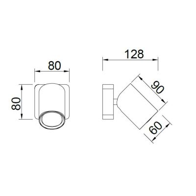 SAL FARETTO DA SOFFITTO O PARETE ORIENTABILE IN METALLO BIANCO, NERO O ORO CON SPOT CILINDRO LAMPADINA GU10 Mantra - Cristalensi