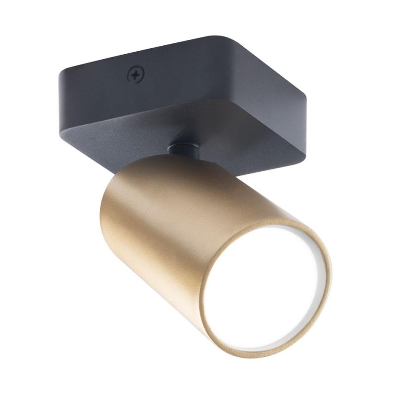 SAL FARETTO DA SOFFITTO O PARETE ORIENTABILE IN METALLO BIANCO, NERO O ORO CON SPOT CILINDRO LAMPADINA GU10 Mantra - Cristalensi