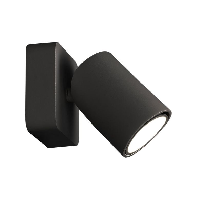 SAL FARETTO DA SOFFITTO O PARETE ORIENTABILE IN METALLO BIANCO, NERO O ORO CON SPOT CILINDRO LAMPADINA GU10 Mantra - Cristalensi