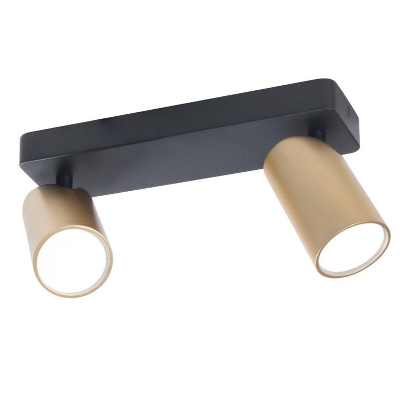 SAL FARETTO DA SOFFITTO O PARETE IN METALLO BIANCO, NERO O ORO CON 2 SPOT ORIENTABILI LAMPADINE GU10 Mantra - Cristalensi Shop O