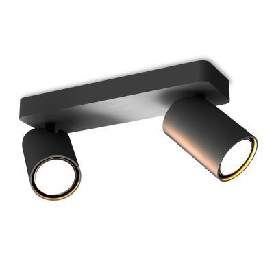 SAL FARETTO DA SOFFITTO O PARETE IN METALLO BIANCO, NERO O ORO CON 2 SPOT ORIENTABILI LAMPADINE GU10 Mantra - Cristalensi Shop O