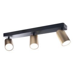 SAL FARETTO DA SOFFITTO O PARETE IN METALLO BIANCO, NERO O ORO CON 3 SPOT ORIENTABILI LAMPADINE GU10 Mantra - Cristalensi Shop O 2