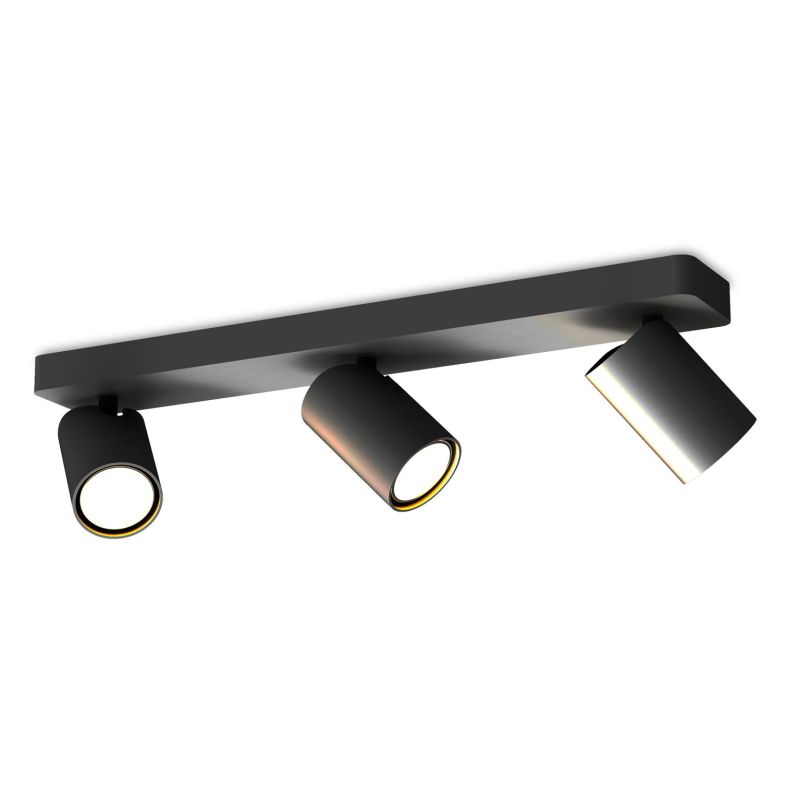 SAL FARETTO DA SOFFITTO O PARETE IN METALLO BIANCO, NERO O ORO CON 3 SPOT ORIENTABILI LAMPADINE GU10 Mantra - Cristalensi Shop O