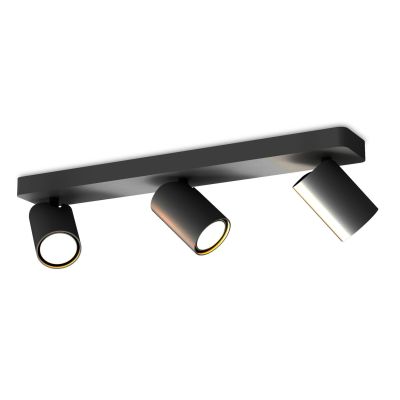 SAL FARETTO DA SOFFITTO O PARETE IN METALLO BIANCO, NERO O ORO CON 3 SPOT ORIENTABILI LAMPADINE GU10 Mantra - Cristalensi Shop O