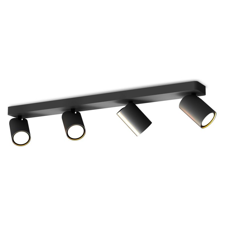 SAL FARETTO DA SOFFITTO O PARETE IN METALLO BIANCO, NERO O ORO CON 4 SPOT ORIENTABILI LAMPADINE GU10 Mantra - Cristalensi Shop O