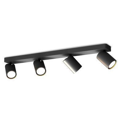 SAL FARETTO DA SOFFITTO O PARETE IN METALLO BIANCO, NERO O ORO CON 4 SPOT ORIENTABILI LAMPADINE GU10 Mantra - Cristalensi Shop O