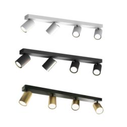SAL FARETTO DA SOFFITTO O PARETE IN METALLO BIANCO, NERO O ORO CON 4 SPOT ORIENTABILI LAMPADINE GU10 Mantra - Cristalensi Shop O
