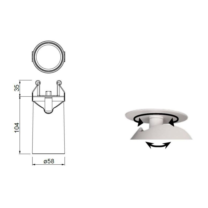 SAL FARETTO DA INCASSO IN METALLO BIANCO O NERO CON SPOT ORIENTABILE LAMPADINA GU10 Mantra - Cristalensi Shop Online