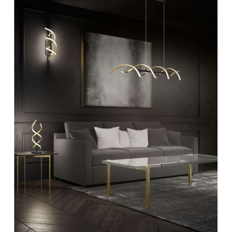 SEQUENCE APPLIQUE MODERNA LED 22W LUCE DIMMERABILE METALLO NERO CON FINITURE OTTONE O ALLUMINIO TRIO LIGHTING - Cristalensi Shop