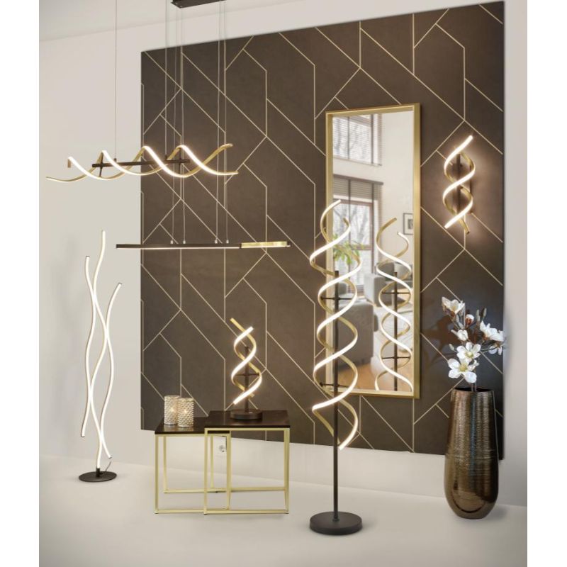 SEQUENCE APPLIQUE MODERNA LED 22W LUCE DIMMERABILE METALLO NERO CON FINITURE OTTONE O ALLUMINIO TRIO LIGHTING - Cristalensi Shop