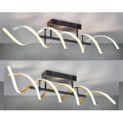 SEQUENCE PLAFONIERA MODERNA LED 41W LUCE DIMMERABILE METALLO NERO CON FINITURE OTTONE O ALLUMINIO TRIO LIGHTING - Cristalensi Sh