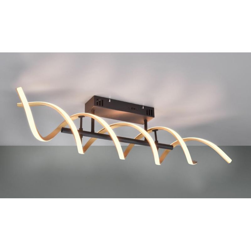SEQUENCE PLAFONIERA MODERNA LED 41W LUCE DIMMERABILE METALLO NERO CON FINITURE OTTONE O ALLUMINIO TRIO LIGHTING - Cristalensi Sh
