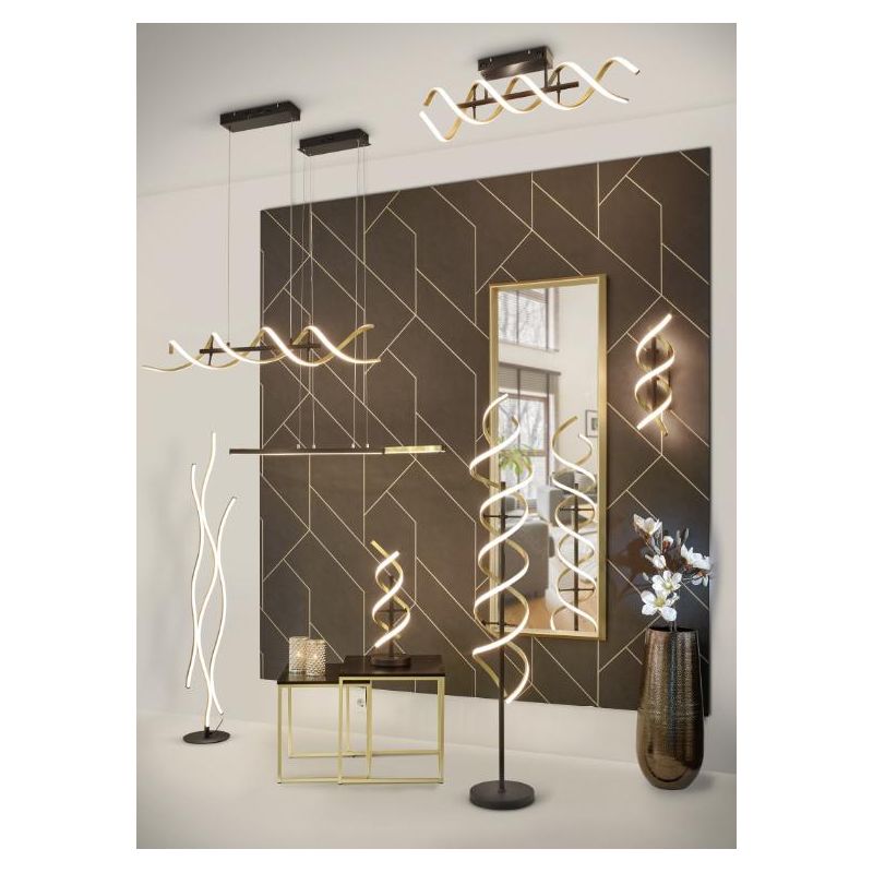 SEQUENCE PLAFONIERA MODERNA LED 41W LUCE DIMMERABILE METALLO NERO CON FINITURE OTTONE O ALLUMINIO TRIO LIGHTING - Cristalensi Sh